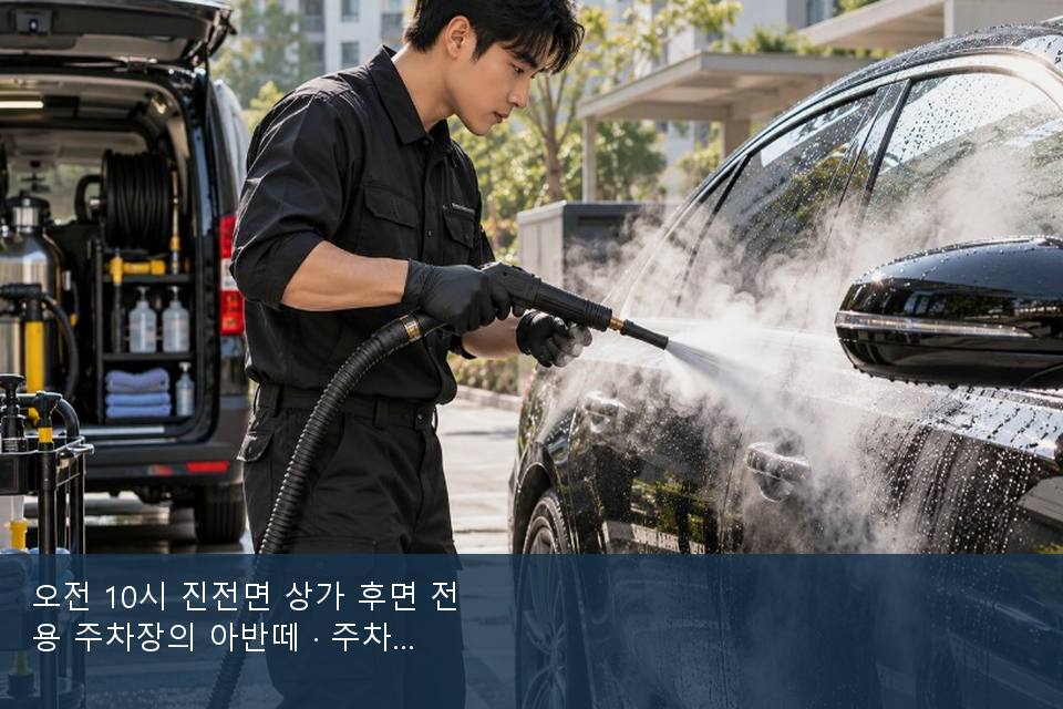 오전 10시 진전면 상가 후면 전용 주차장의 아반떼 · 주차장에서 부른 날